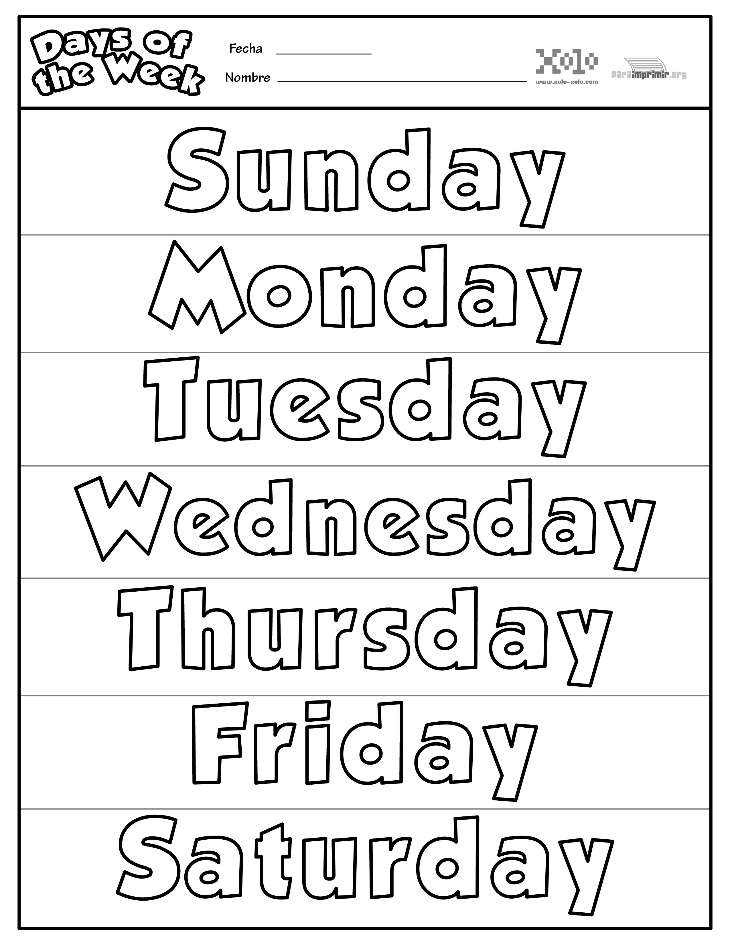 Dias Da Semana Em Ingles Atividades Image To U