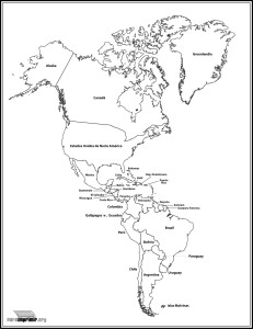 Mapa de el continente americano para imprimir