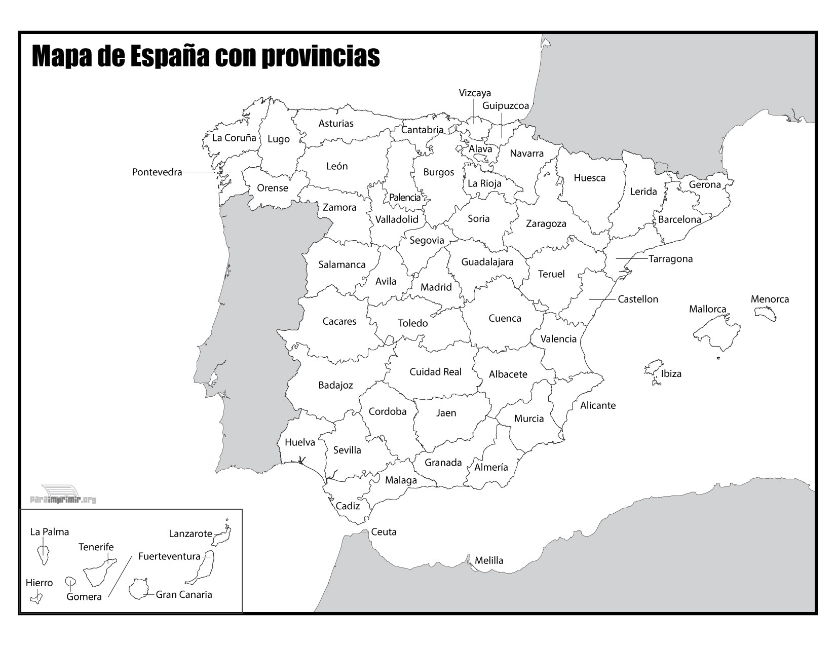Mapa De España Con Nombres Para Imprimir En Pdf 2024