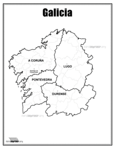 Mapa de las provincias de la comunidad autónoma de Galicia