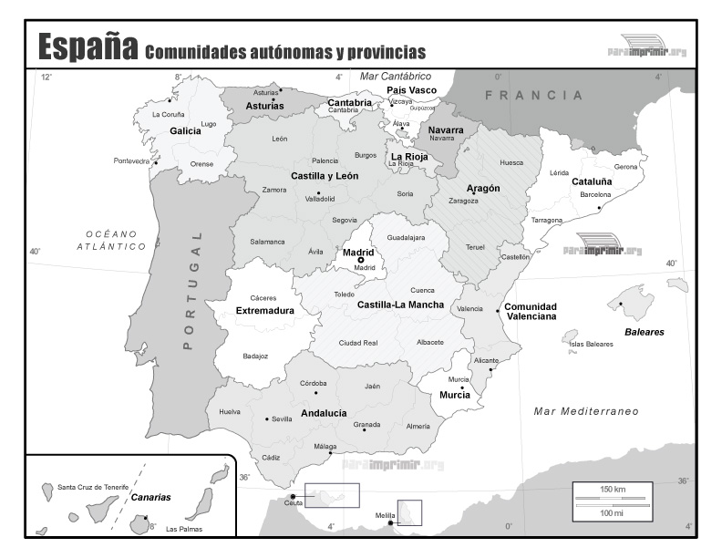 Cerdo Disparates Municipios Mapa de España comunidades autónomas y provincias PDF 2023